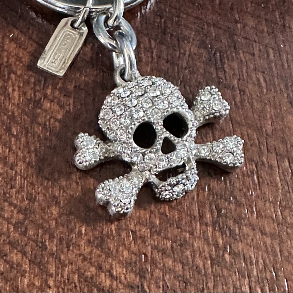 Coach Pave Crystal Skull & Crossbones Keychain Fob - Picture 2 of 6